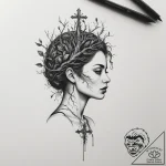 Tattoo sketch: a combination of a woman’s sil… – tattoo sketch (№1755317279_0, 16.08.2025 04:07) — tattoovalue.net