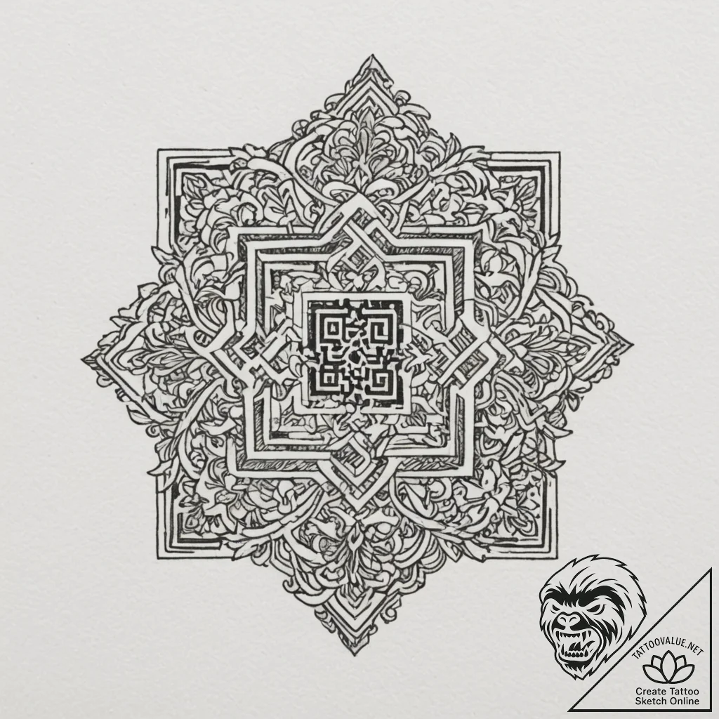 A qr code that links to a secret message, ink... - tattoo sketch (№1755317678_0, 16.08.2025 04:14) — tattoovalue.net