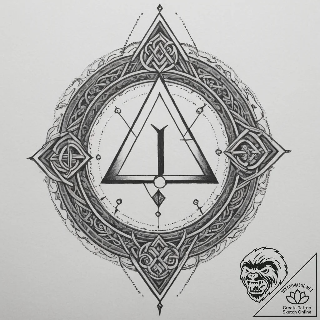 140. tattoo sketch: "ud" rune surrounded by s... - tattoo sketch (№1755318482_0, 16.08.2025 04:28) — tattoovalue.net