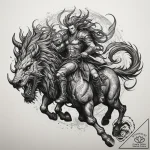Tattoo sketch a mythical warrior riding a pow… – tattoo sketch (№1755318683_0, 16.08.2025 04:31) — tattoovalue.net