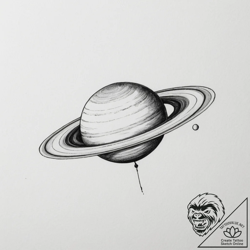Saturn (planet) - tattoo sketch (№1755321312_0, 16.08.2025 05:15) — tattoovalue.net