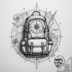 Tattoo sketch a set of adventurer’s tools a b… – tattoo sketch (№1755321719_0, 16.08.2025 05:21) — tattoovalue.net