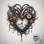 Steampunk heart with pipes and pressure gauge… – tattoo sketch (№1755321922_0, 16.08.2025 05:25) — tattoovalue.net