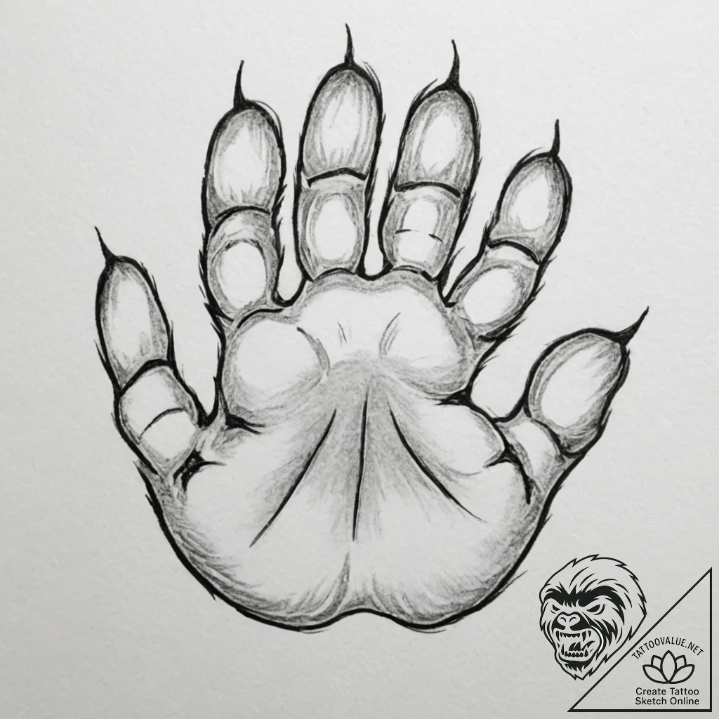 Cat's paws, concept art for tattoo, on a clea... - tattoo sketch (№1755322325_0, 16.08.2025 05:32) — tattoovalue.net