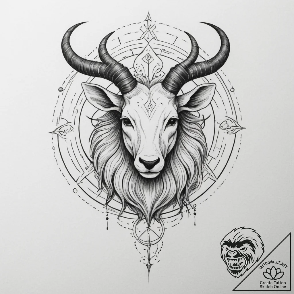 Tattoo design a zodiac animal drawn with a co... - tattoo sketch (№1755322727_0, 16.08.2025 05:38) — tattoovalue.net
