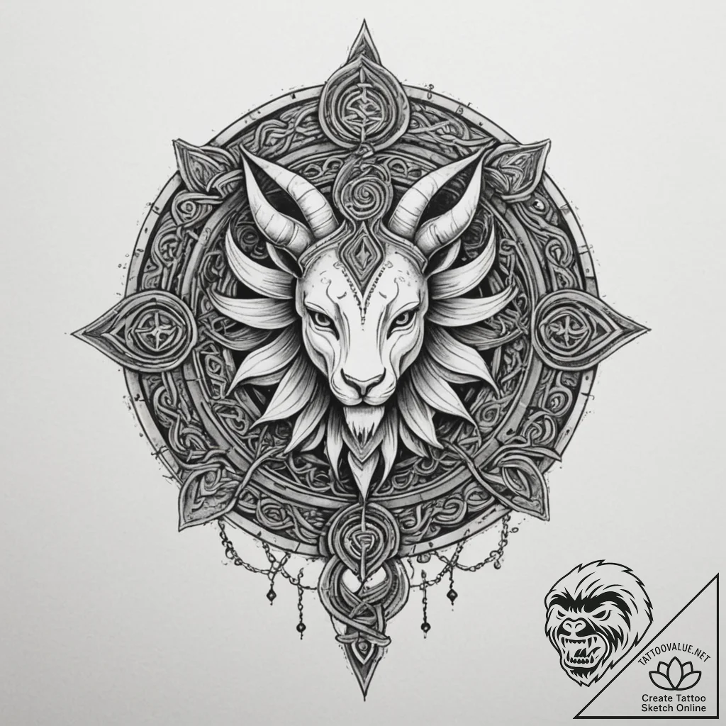Tattoo design a zodiac glyph disguised as par... - tattoo sketch (№1755323130_0, 16.08.2025 05:45) — tattoovalue.net