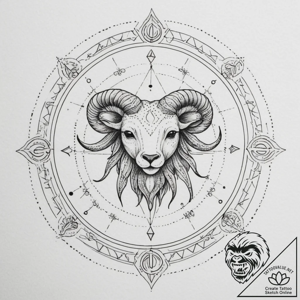 Tattoo sketch a zodiac symbol composed entire... - tattoo sketch (№1755323333_0, 16.08.2025 05:48) — tattoovalue.net