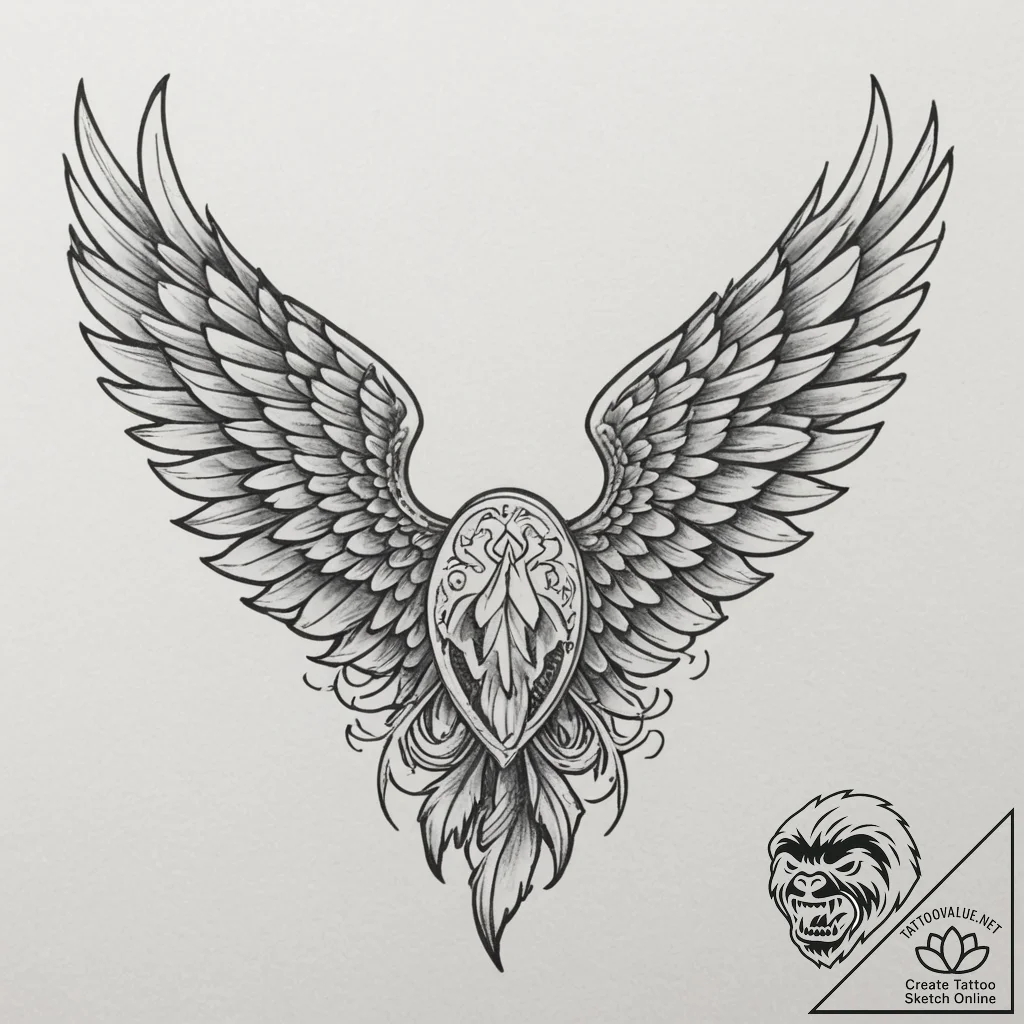 Tattoo design a shoulder blade with a gentle... - tattoo sketch (№1755325353_0, 16.08.2025 06:22) — tattoovalue.net