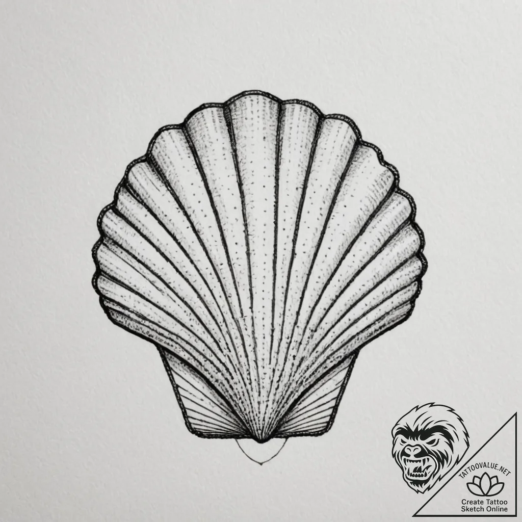Shell, artistic tattoo sketch, on a clean whi... - tattoo sketch (№1755325757_0, 16.08.2025 06:29) — tattoovalue.net