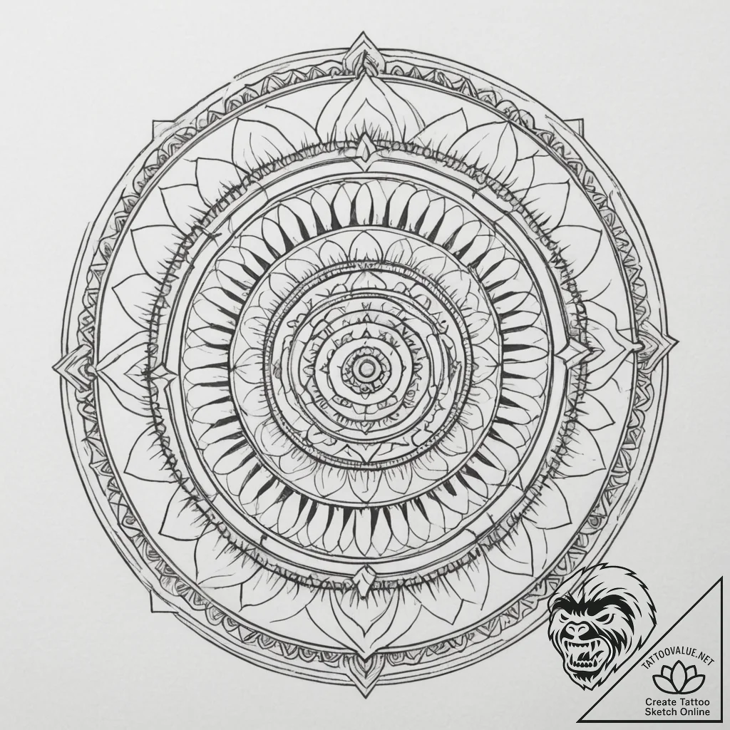 Tattoo sketch a series of concentric circles,... - tattoo sketch (№1755326184_0, 16.08.2025 06:36) — tattoovalue.net