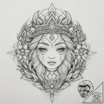 Tattoo design: a portrait of mokosh, with a s… – tattoo sketch (№1755326797_0, 16.08.2025 06:46) — tattoovalue.net