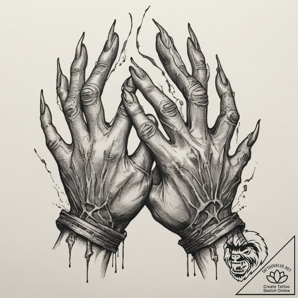 Tattoo sketch: a close-up of svarog's hands,... - tattoo sketch (№1755328006_0, 16.08.2025 07:06) — tattoovalue.net