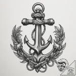 A ship’s anchor entwined with rope, ink illus… – tattoo sketch (№1755328804_0, 16.08.2025 07:20) — tattoovalue.net