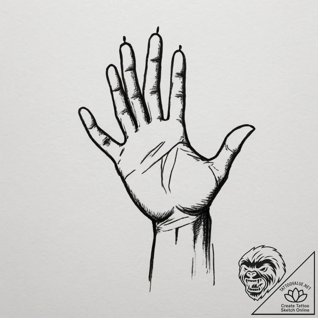Tattoo design a silhouette of a hand, with a... - tattoo sketch (№1755329603_0, 16.08.2025 07:33) — tattoovalue.net