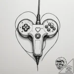 Tattoo sketch a minimalist joystick with an a… – tattoo sketch (№1755330201_0, 16.08.2025 07:43) — tattoovalue.net