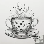 Tattoo sketch a teacup overflowing with a sta… – tattoo sketch (№1755332622_0, 16.08.2025 08:23) — tattoovalue.net