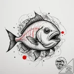 Piranha, tattoo line art, on a clean white pa… – tattoo sketch (№1755334027_0, 16.08.2025 08:47) — tattoovalue.net