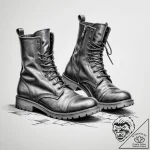 Tattoo design a pair of combat boots, scuffed… – tattoo sketch (№1755334228_0, 16.08.2025 08:50) — tattoovalue.net