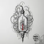 Tattoo design a futuristic laboratory with gl… – tattoo sketch (№1755335631_0, 16.08.2025 09:13) — tattoovalue.net