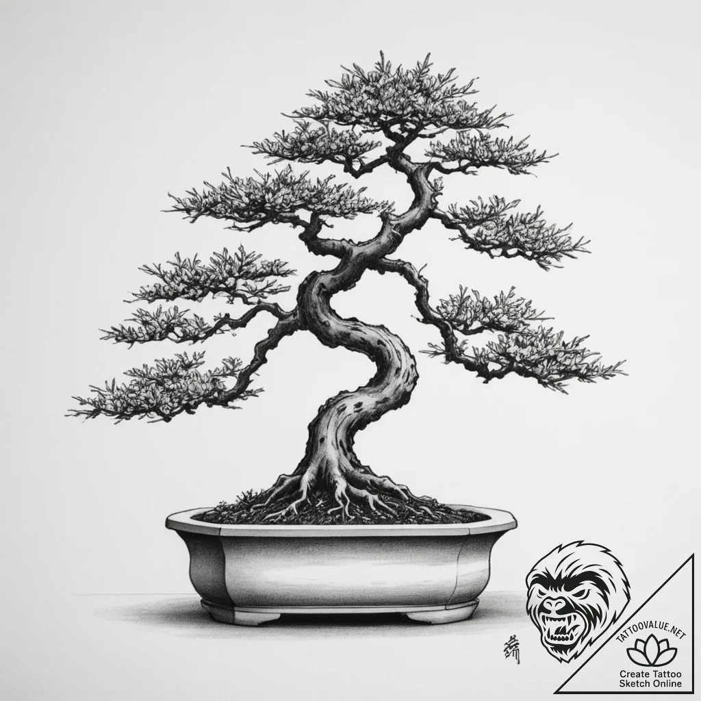 Bonsai - tattoo sketch (№1755336033_0, 16.08.2025 09:20) — tattoovalue.net
