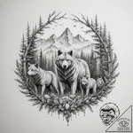 Tattoo design a family of animals (e.g., bear… – tattoo sketch (№1755337043_0, 16.08.2025 09:37) — tattoovalue.net