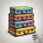 A stack of old, vintage suitcases., ink illus… – tattoo sketch (№1755338251_0, 16.08.2025 09:57) — tattoovalue.net