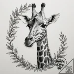 A giraffe gracefully eating leaves from a tal… – tattoo sketch (№1755340463_0, 16.08.2025 10:34) — tattoovalue.net