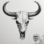 Bull skull – tattoo sketch (№1755340663_0, 16.08.2025 10:37) — tattoovalue.net