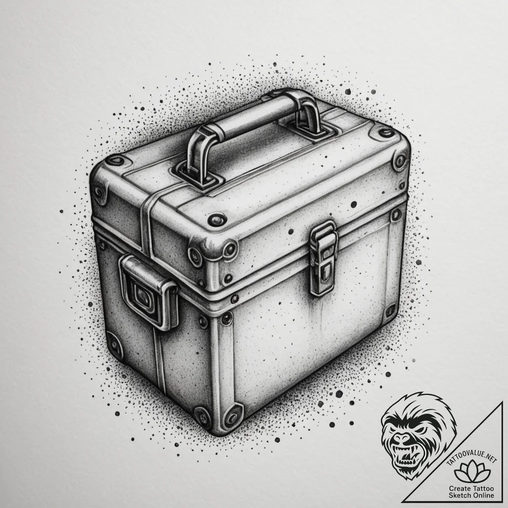 Tattoo design a stylized "ammo box" icon with... - tattoo sketch (№1755342258_0, 16.08.2025 11:04) — tattoovalue.net