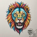 Tattoo design a lion’s head roaring protectiv… – tattoo sketch (№1755342658_0, 16.08.2025 11:10) — tattoovalue.net