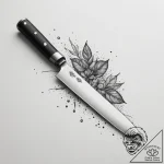 A close-up of a chef’s knife, reflecting the… – tattoo sketch (№1755343074_0, 16.08.2025 11:17) — tattoovalue.net