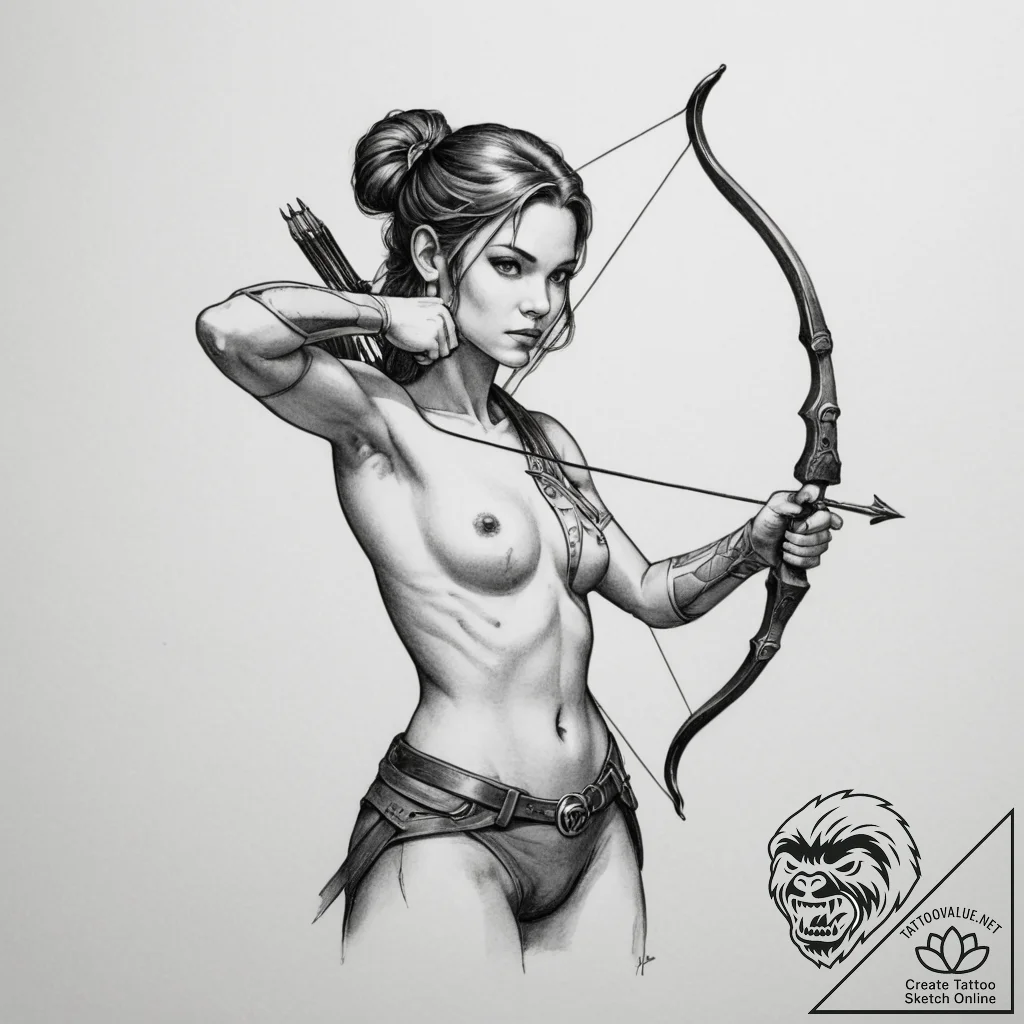 Tattoo sketch a realistic sagittarius archer,... - tattoo sketch (№1755343273_0, 16.08.2025 11:21) — tattoovalue.net