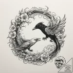 Huginn and muninn (odin’s ravens), ink illust… – tattoo sketch (№1755343675_0, 16.08.2025 11:27) — tattoovalue.net