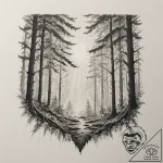 A sunbeam piercing through the canopy of a de… – tattoo sketch (№1755344479_0, 16.08.2025 11:41) — tattoovalue.net