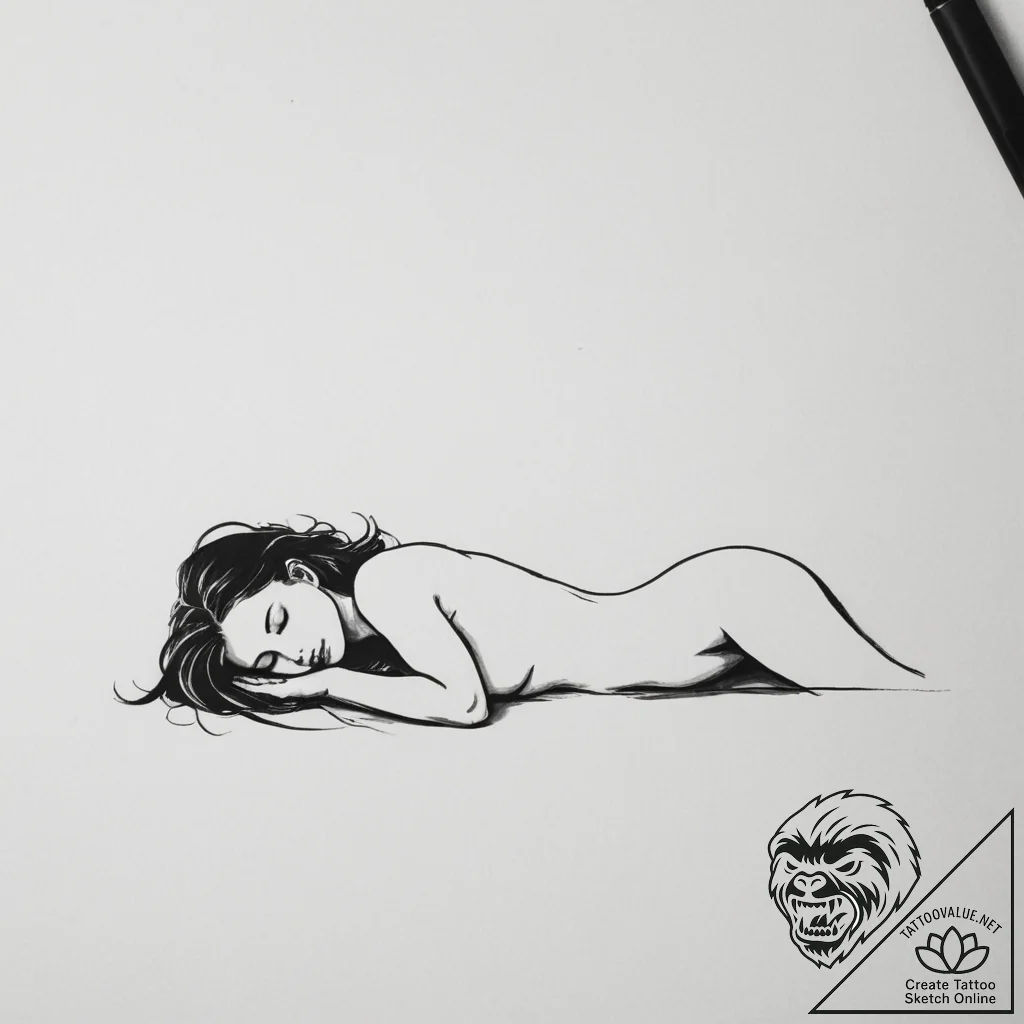 Tattoo design 'afk' with a sleeping character... - tattoo sketch (№1755344678_0, 16.08.2025 11:44) — tattoovalue.net