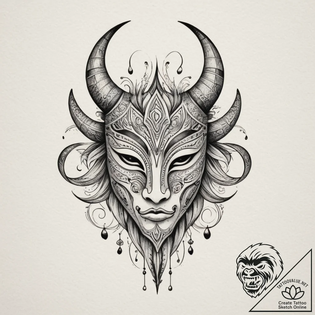 Tattoo design a blackwork tattoo of the zodia... - tattoo sketch (№1755345480_0, 16.08.2025 11:58) — tattoovalue.net