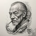 A hyperrealistic portrait of an elderly fishe… – tattoo sketch (№1755346886_0, 16.08.2025 12:21) — tattoovalue.net