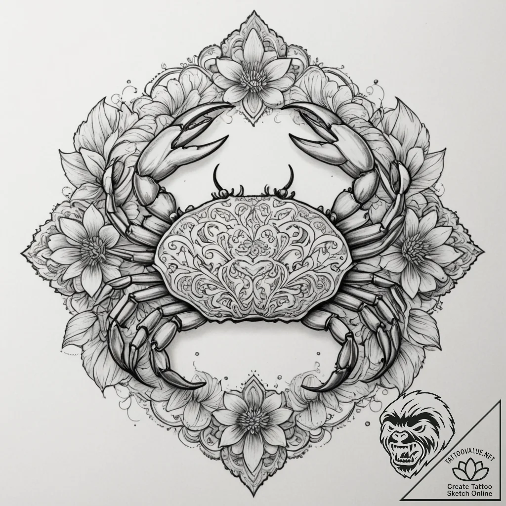 Tattoo design a cancer crab, with its shell c... - tattoo sketch (№1755347889_0, 16.08.2025 12:38) — tattoovalue.net