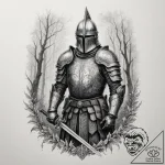 A tattoo sketch of a vityaz (slavic knight) i… – tattoo sketch (№1755348088_0, 16.08.2025 12:41) — tattoovalue.net