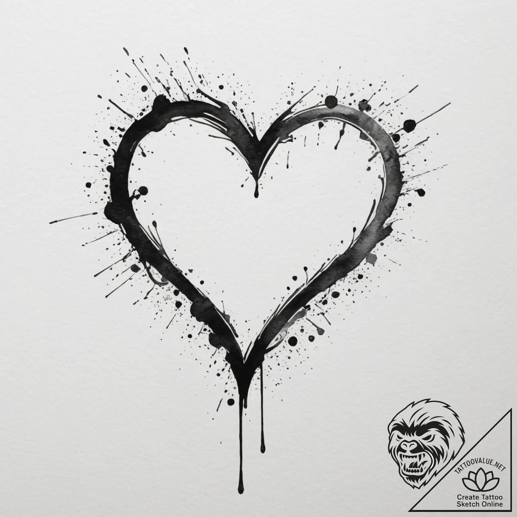 Tattoo sketch a heart silhouette made of a fa... - tattoo sketch (№1755348290_0, 16.08.2025 12:44) — tattoovalue.net