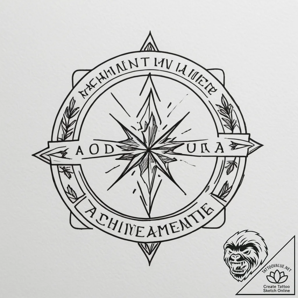Tattoo sketch a glowing "achievement unlocked... - tattoo sketch (№1755348490_0, 16.08.2025 12:48) — tattoovalue.net