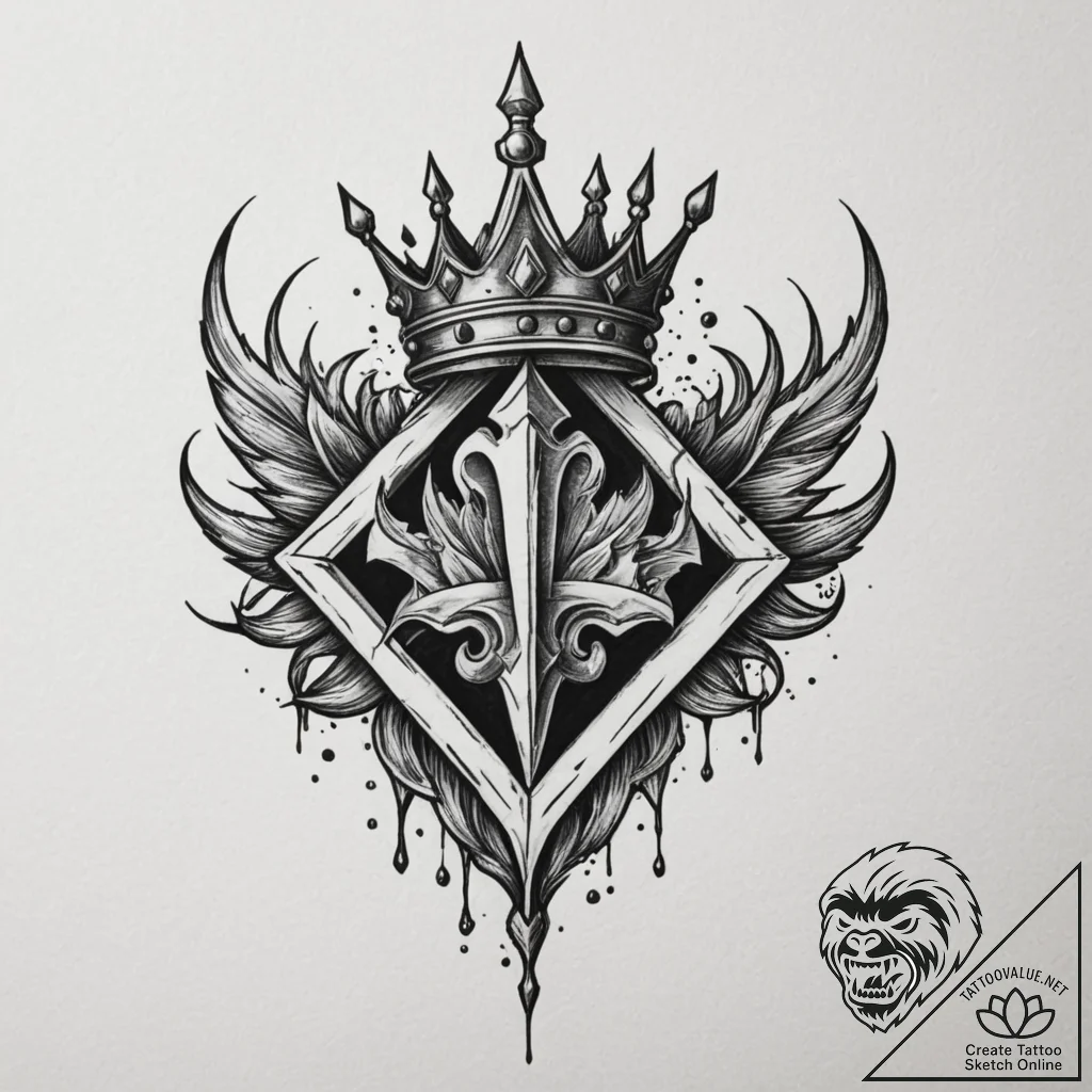 Tattoo design a stylized "player" symbol with... - tattoo sketch (№1755349092_0, 16.08.2025 12:58) — tattoovalue.net