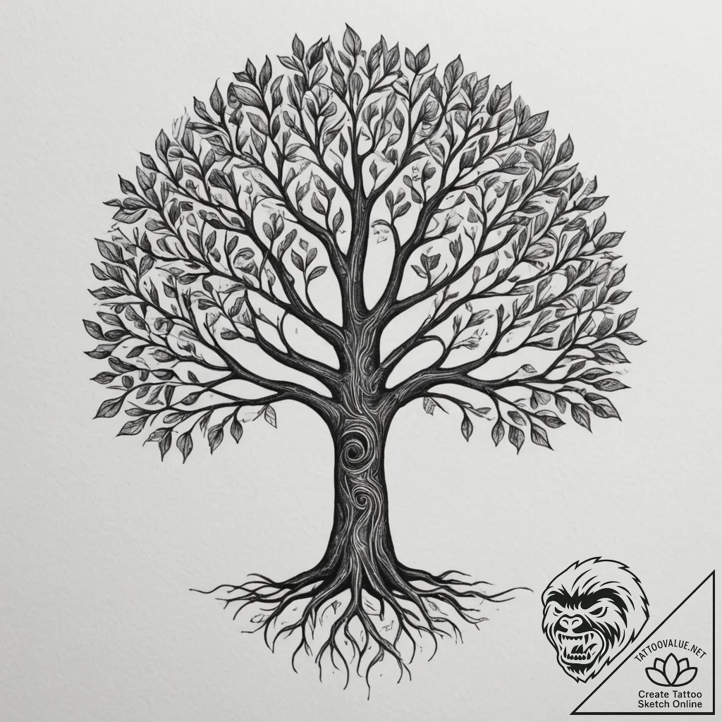 Tattoo design a stylized 'tree of life' from... - tattoo sketch (№1755349903_0, 16.08.2025 13:11) — tattoovalue.net