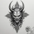 Satan, tattoo drawing outline, black and whit... - tattoo sketch (№1755351301_0, 16.08.2025 13:35) — tattoovalue.net