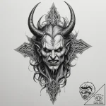 Satan, tattoo drawing outline, black and whit… – tattoo sketch (№1755351301_0, 16.08.2025 13:35) — tattoovalue.net