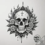 A dark, moody forest with rays of light break… – tattoo sketch (№1755355104_0, 16.08.2025 14:38) — tattoovalue.net