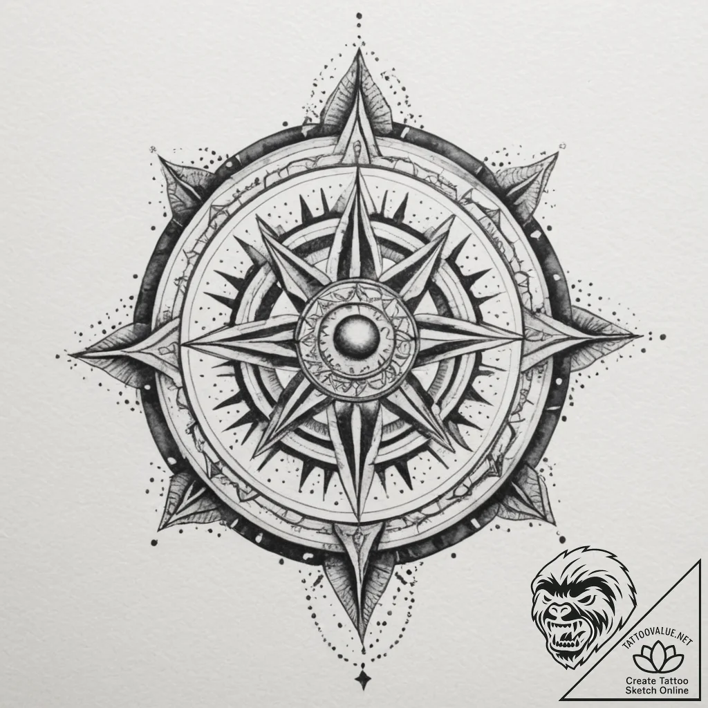 Tattoo design: a stylized kolovrat with subtl... - tattoo sketch (№1755356100_0, 16.08.2025 14:55) — tattoovalue.net