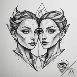 Tattoo sketch gemini twin figures created fro… – tattoo sketch (№1755358299_0, 16.08.2025 15:31) — tattoovalue.net
