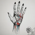A hand with glowing circuit tattoos, artistic… – tattoo sketch (№1755358501_0, 16.08.2025 15:35) — tattoovalue.net