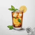 A glass of iced tea with lemon and mint, cond… – tattoo sketch (№1755358701_0, 16.08.2025 15:38) — tattoovalue.net